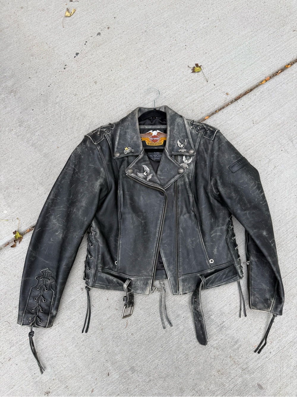 women’s Harley Davidson Black Leather Biker Jacket